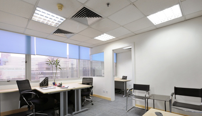 New office location with overhead LED lighting installed by Total Lighting